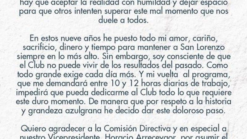Por “Show Match”, Tinelli pidió licencia en San Lorenzo