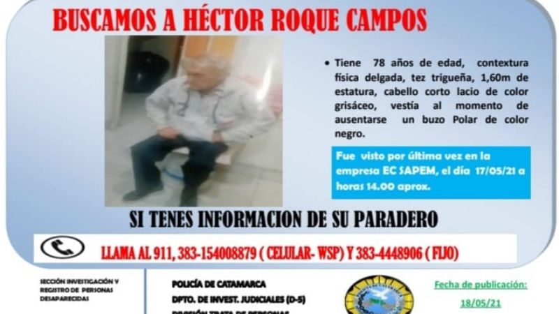 Buscan a un hombre que desapareció cuando su hija realizaba trámites