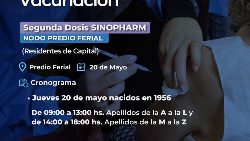 Avanza la aplicación de la segunda dosis de Sinopharm