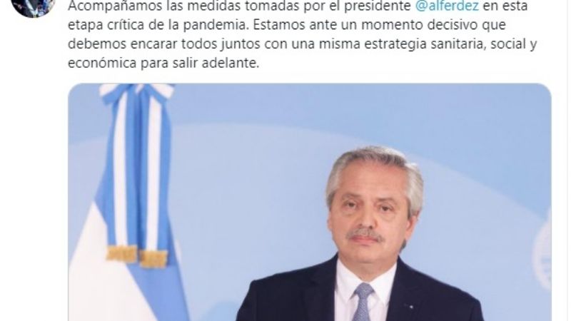 Jalil adelantó el acompañamiento a las medidas nacionales