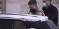 MESSI al llegar esta mañana al país, para incorporarse a la Selección Argentina.
