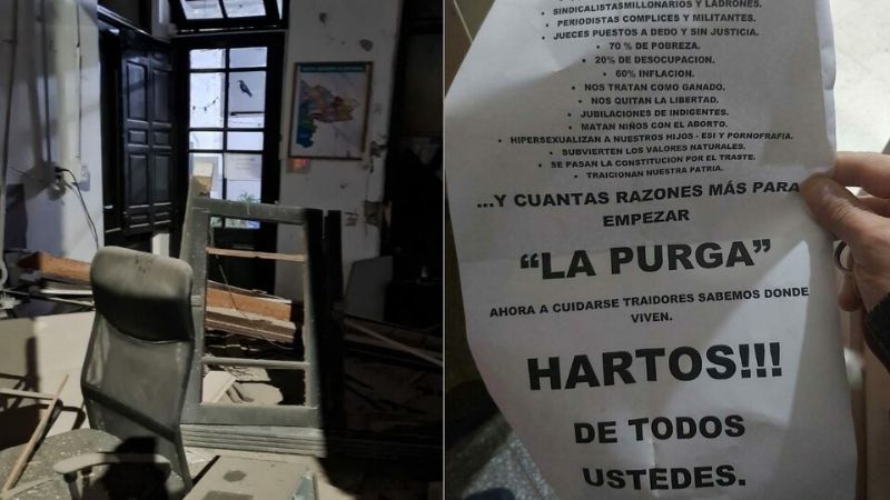 Detonaron un explosivo y dejaron panfletos en una sede del Frente de Todos