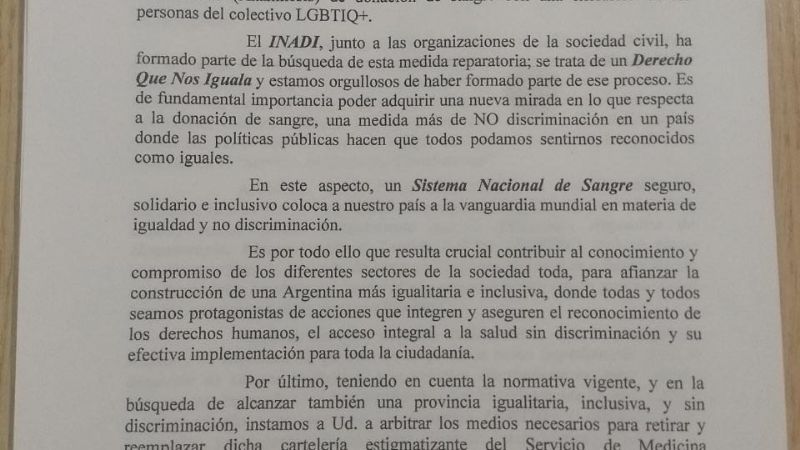 El INADI intervino por erradicar información discriminatoria en un sanatorio