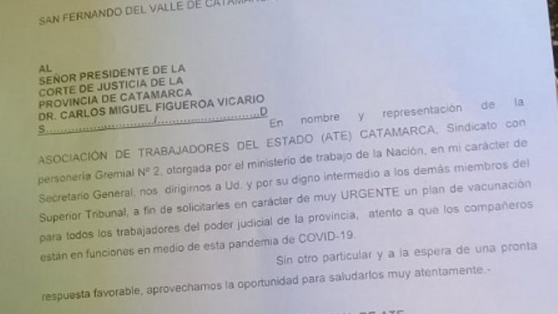 Judiciales piden un plan de vacunación "urgente"