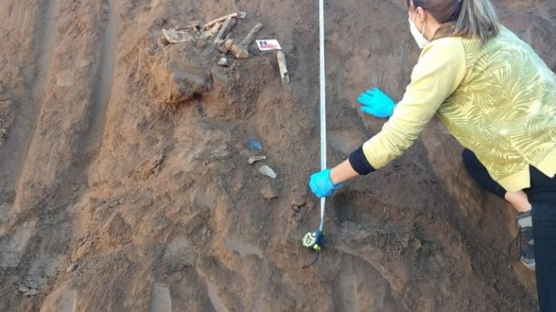 Encuentran restos óseos humano en un sitio arqueológico
