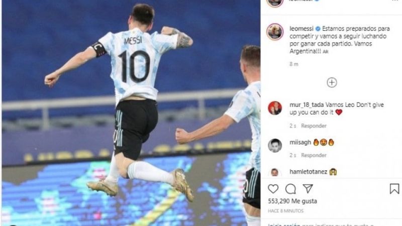 “¡Vamos Argentina!”, posteó Messi con vistas a Uruguay