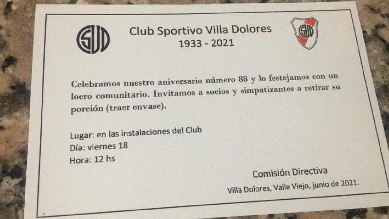 Villa Dolores de “cumple” con un locro comunitario