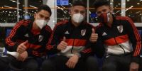 PARTE DEL PLANTEL en la antesala del vuelo de River a Orlando, Miami, EE.UU.