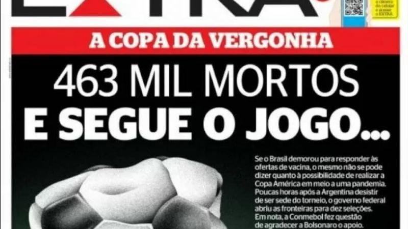 Diarios cuestionan a Bolsonaro por recibir la Copa América