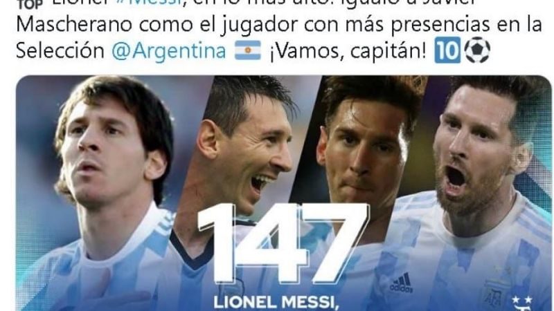 Messi alcanzó el récord de Mascherano en la Selección