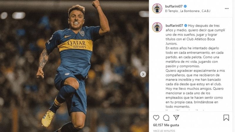 Aunque “no lo quería así”, Buffarini se despidió de Boca