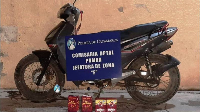 Secuestran una moto y bebidas alcohólicas en Pomán