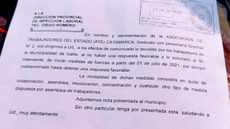 Municipales de Icaño nuevamente con medidas de fuerzas