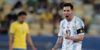MESSI celebra con el puño cerrado tras el silbato final, tras la conquista de la Selección Argentina.
