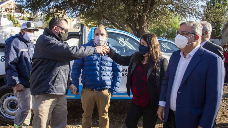 Jalil y Saadi recorrieron obras para mejorar el servicio de agua y de cloacas