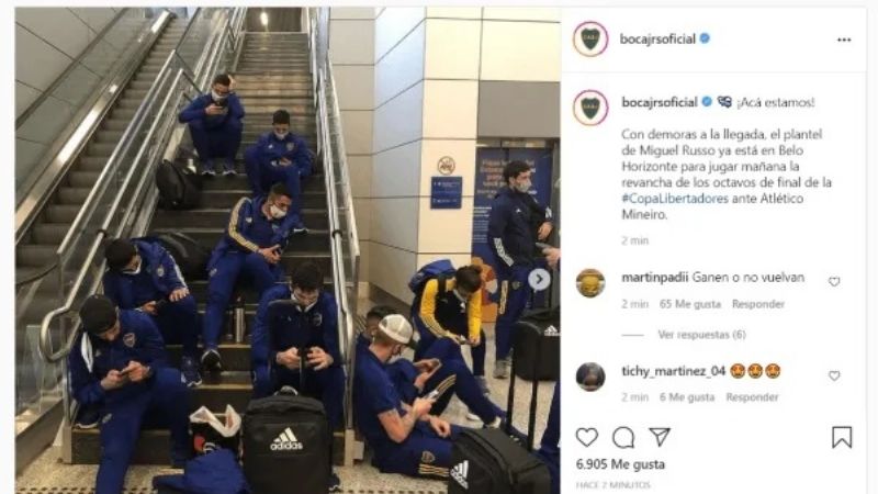 Mineiro empezó la “revancha” con Boca en el aeropuerto