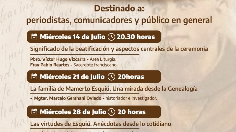 Continúa el ciclo de conferencias virtuales “Esquiú desde lo profundo”