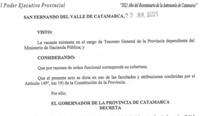 Jalil designó al nuevo Tesorero General de la Provincia