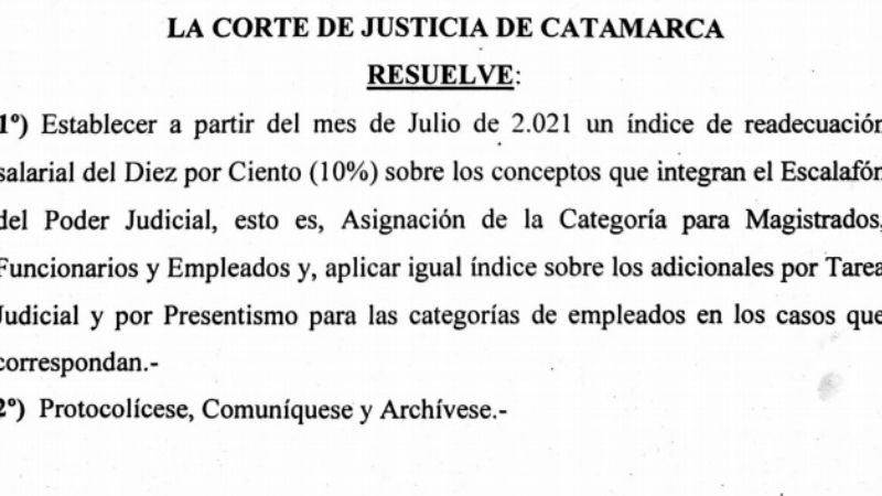 La Corte de Justicia otorgó 10% de aumento a los trabajadores