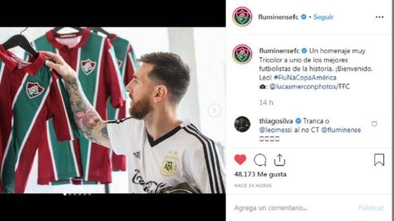 Argentina entrenó en predio del Flu, que homenajeó a Messi