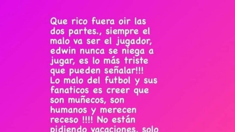 La esposa de Cardona cruzó a Boca por la vuelta del jugador