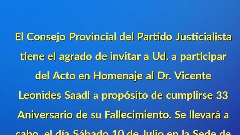Homenaje a Vicente Saadi en el Partido Justicialista