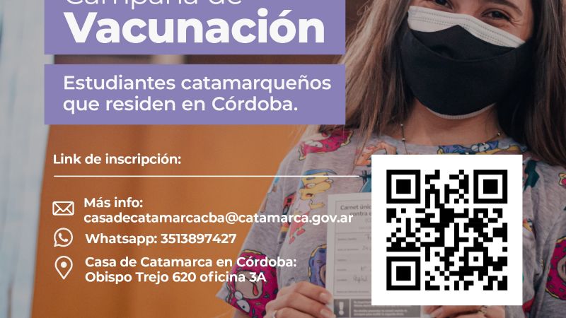 Inscripción para la vacunación de estudiantes catamarqueños en Córdoba