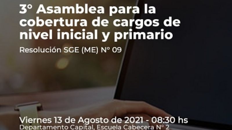 3º Asamblea para la cobertura de cargos de nivel inicial y primario
