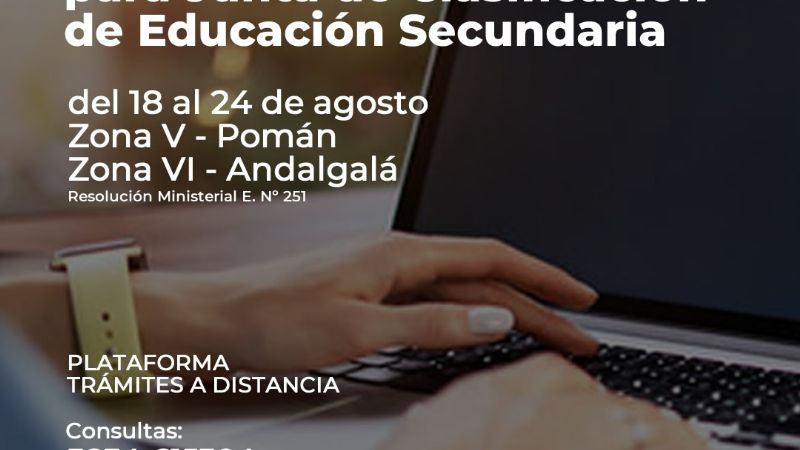 Inscripción Zona V Pomán y Zona VI Andalgalá