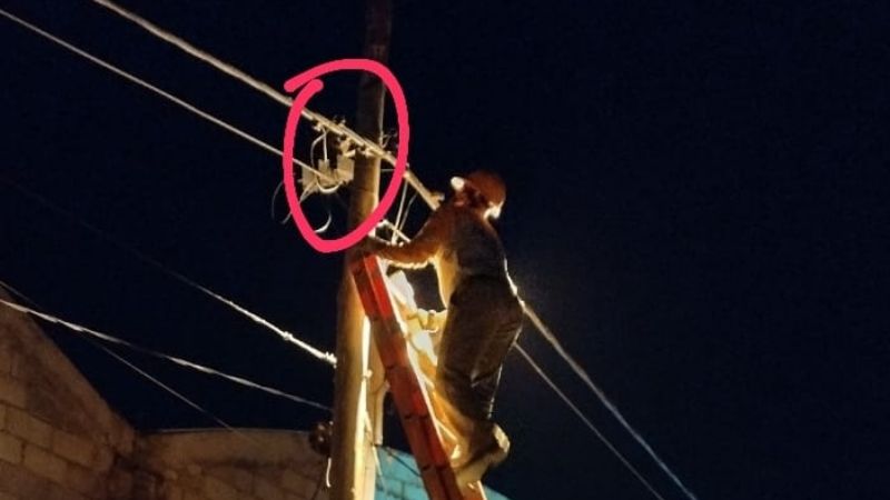 Rescatan un gatito que trepó hasta la cima de un poste