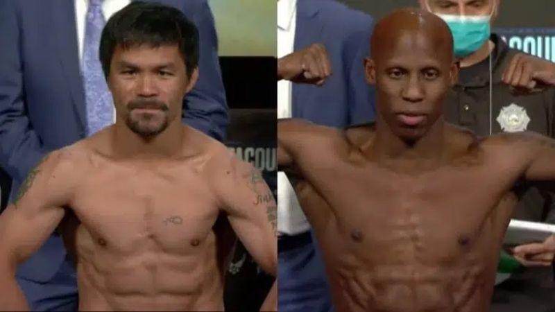 Manny Pacquiao y Yordenis Ugás pasaron el pesaje