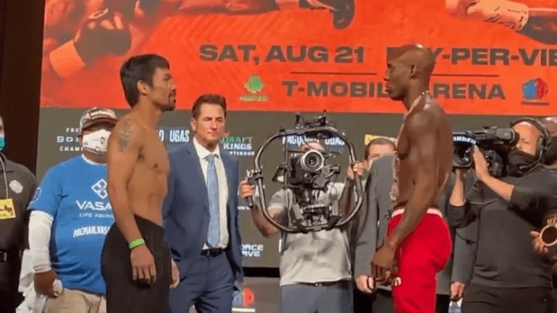 Manny Pacquiao y Yordenis Ugás pasaron el pesaje