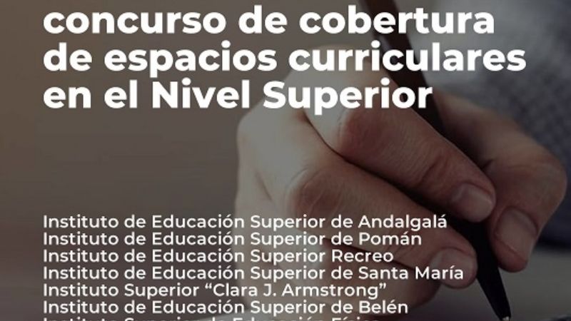 Convocatoria a concurso de cobertura de espacios curriculares en el Nivel Superior