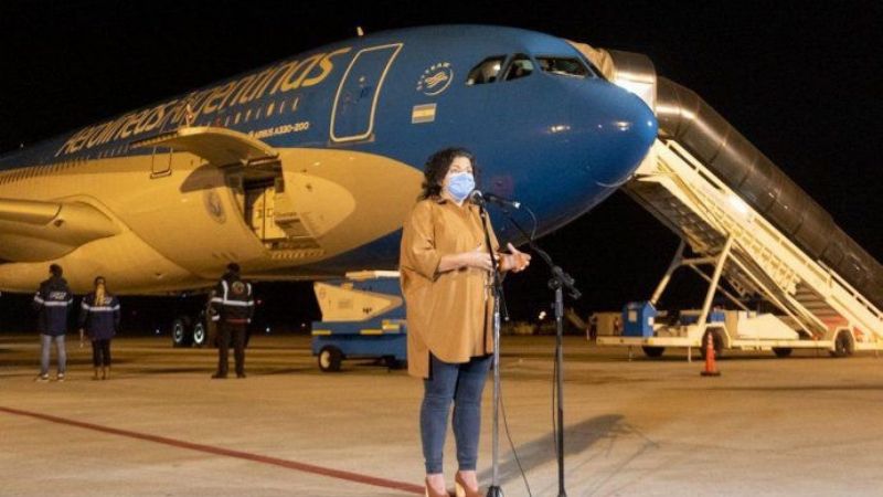 Vizzotti vuelve al país con componentes 2 de la Sputnik V