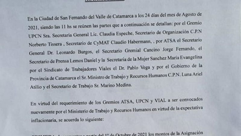 Se completó acuerdo con estatales: firmaron UPCN, ATSA, ATE y Viales