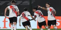 FESTEJO MILLONARIO tra el agóncio gol de River sobre Sarmiento.