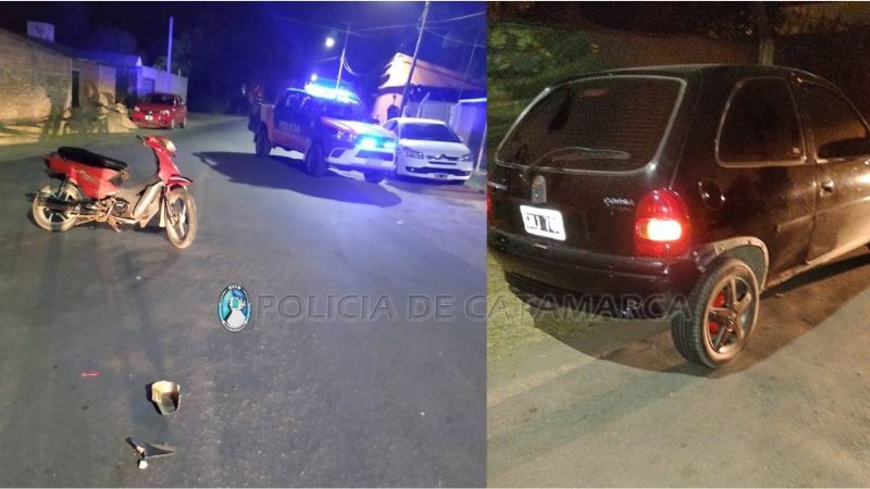 Jóvenes en moto protagonizaron un choque en Valle Viejo