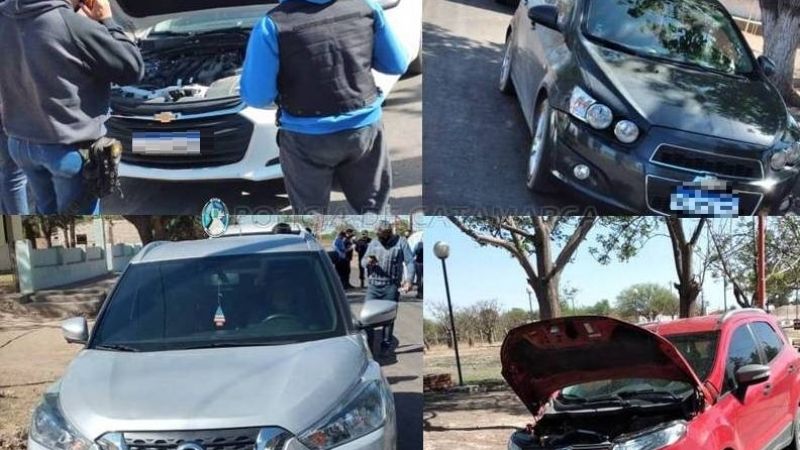 Tres arrestados y secuestran cuatro vehículos buscados en Córdoba