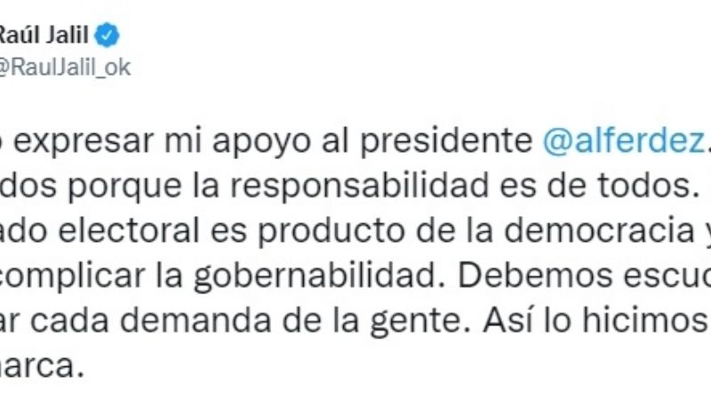 Jalil expresó su respaldo al Presidente Fernández