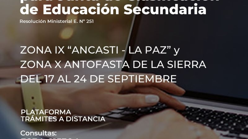 Inscripción Zona IX Ancasti- La Paz y Zona X Antofagasta de la Sierra
