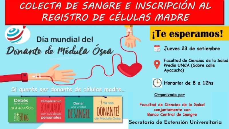 Colecta de sangre e inscripción al registro de células madres