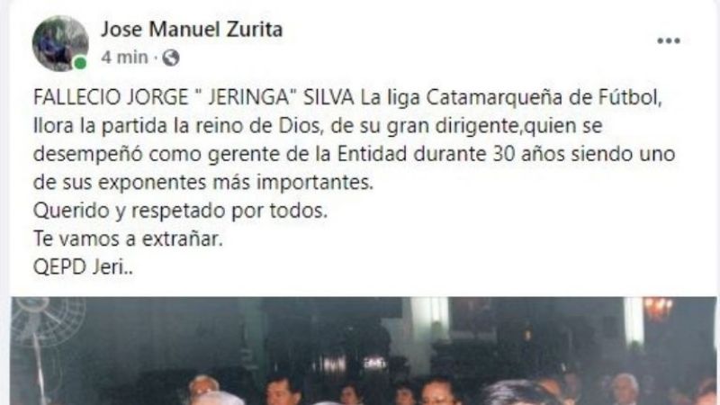 La Liga Catamarqueña perdió parte de su historia; murió el “Jeringa" Silva
