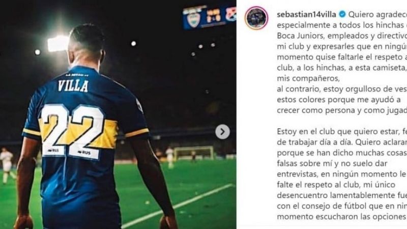 Villa: “No falté el respeto a nadie… y seguiré en Boca”