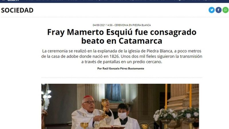 La Beatificación de Esquiú, presente en los medios nacionales