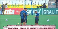 De Paul, Paredes y el Papu Gómez pisaron el césped del Arena Corinthians.

