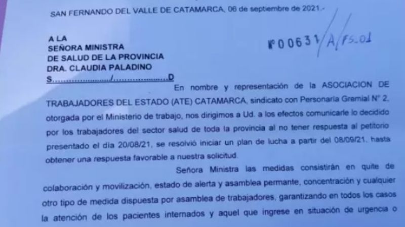 Trabajadores de salud inician medidas de fuerza