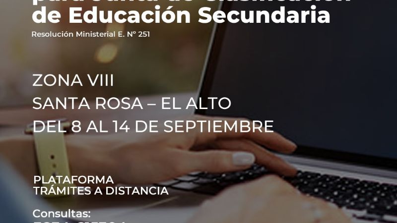 Inscripción para la Zona VIII Santa Rosa - El Alto