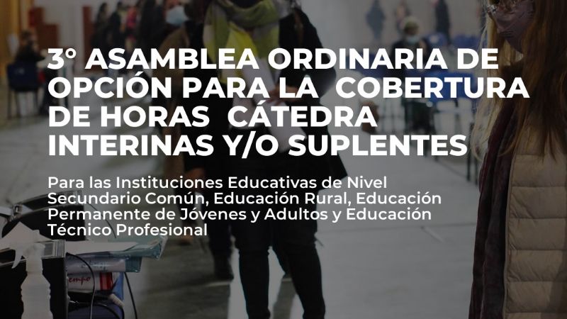 Asamblea ordinaria de opción para la cobertura de horas cátedra