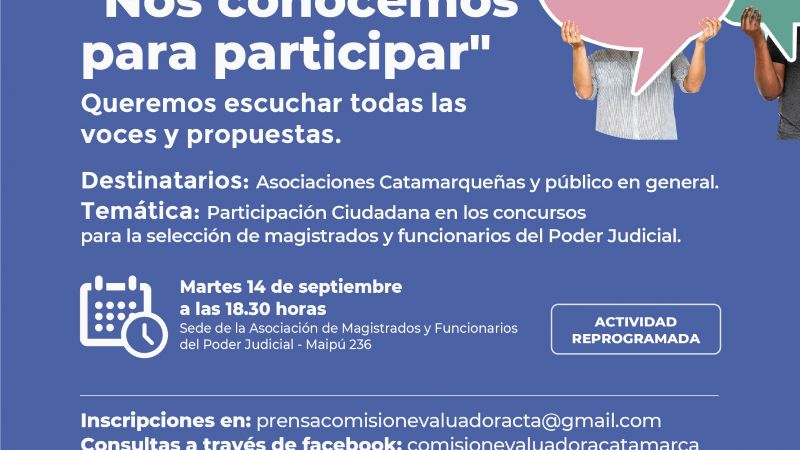 Reprograman el encuentro “Nos conocemos para participar”