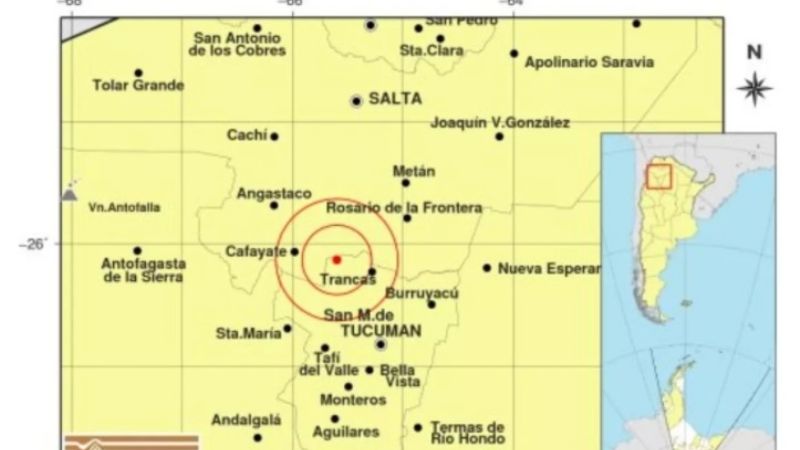 Esta madrugada, un sismo de 5,7 grados sacudió con fuerza al norte de Tucumán